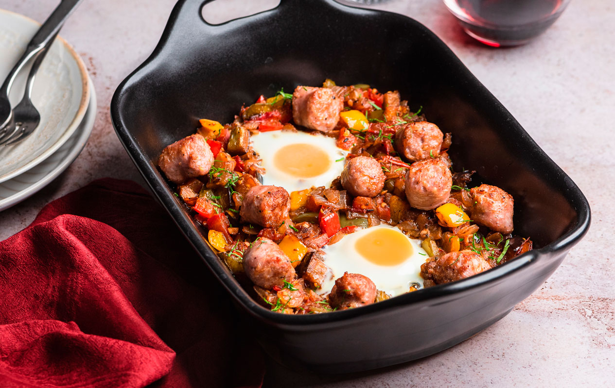 Butifarra con huevo al horno