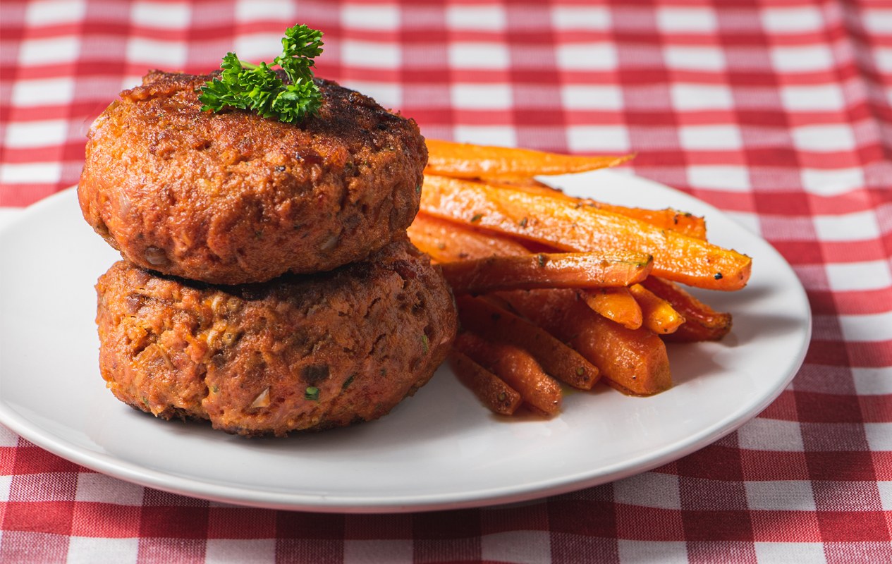 Hamburguesas caseras de sobrasada, ternera y berenjena