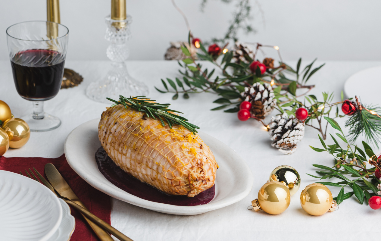 Pechuga de pavo rellena con salsa de arándanos